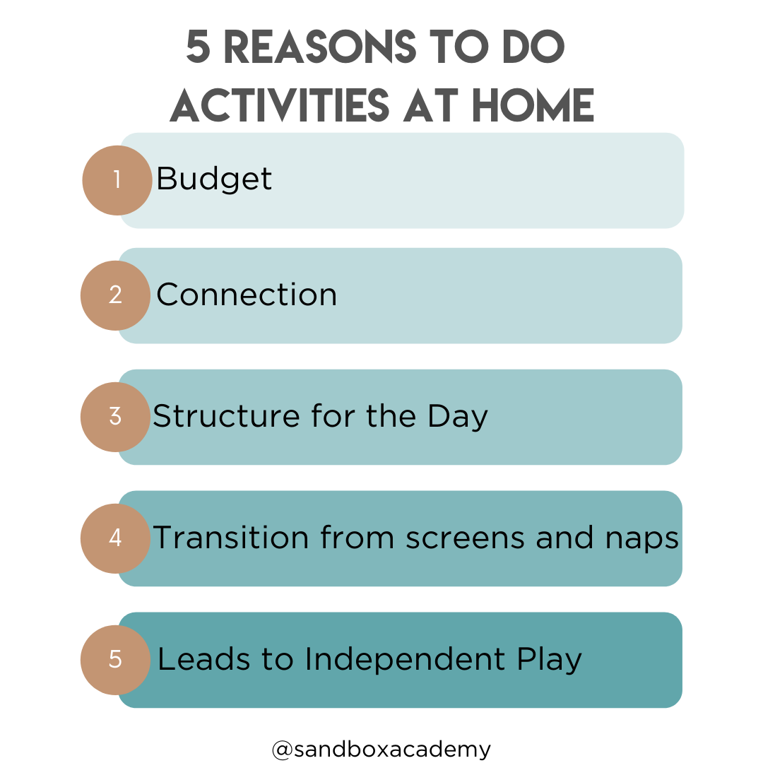 infographic describing 5 reasons why we do activities at home with preschoolers