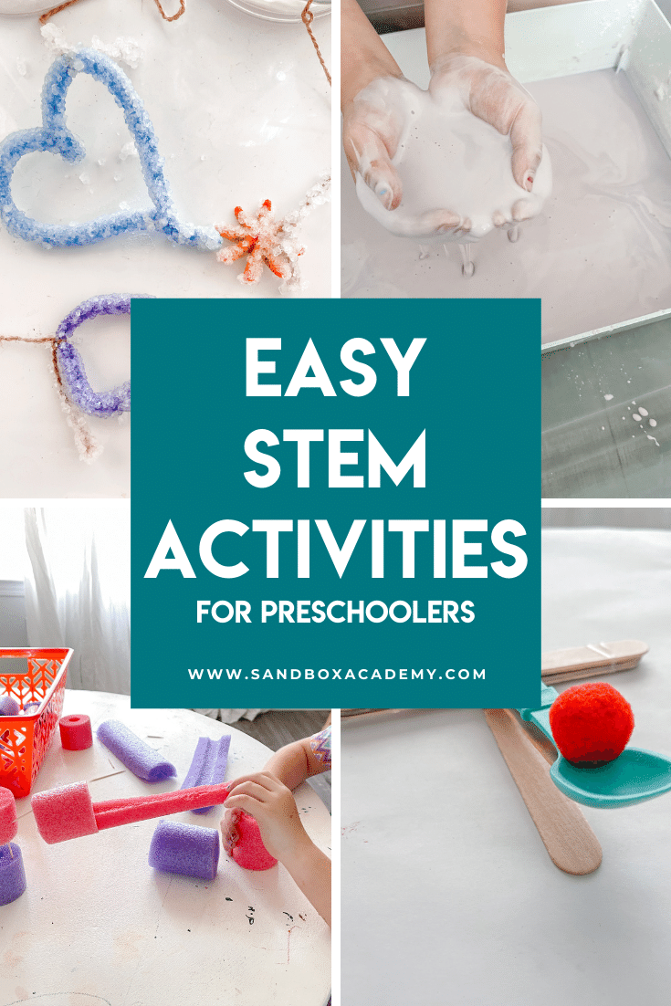 collage of stem activities text reads 10 STEM activities perfect for summer