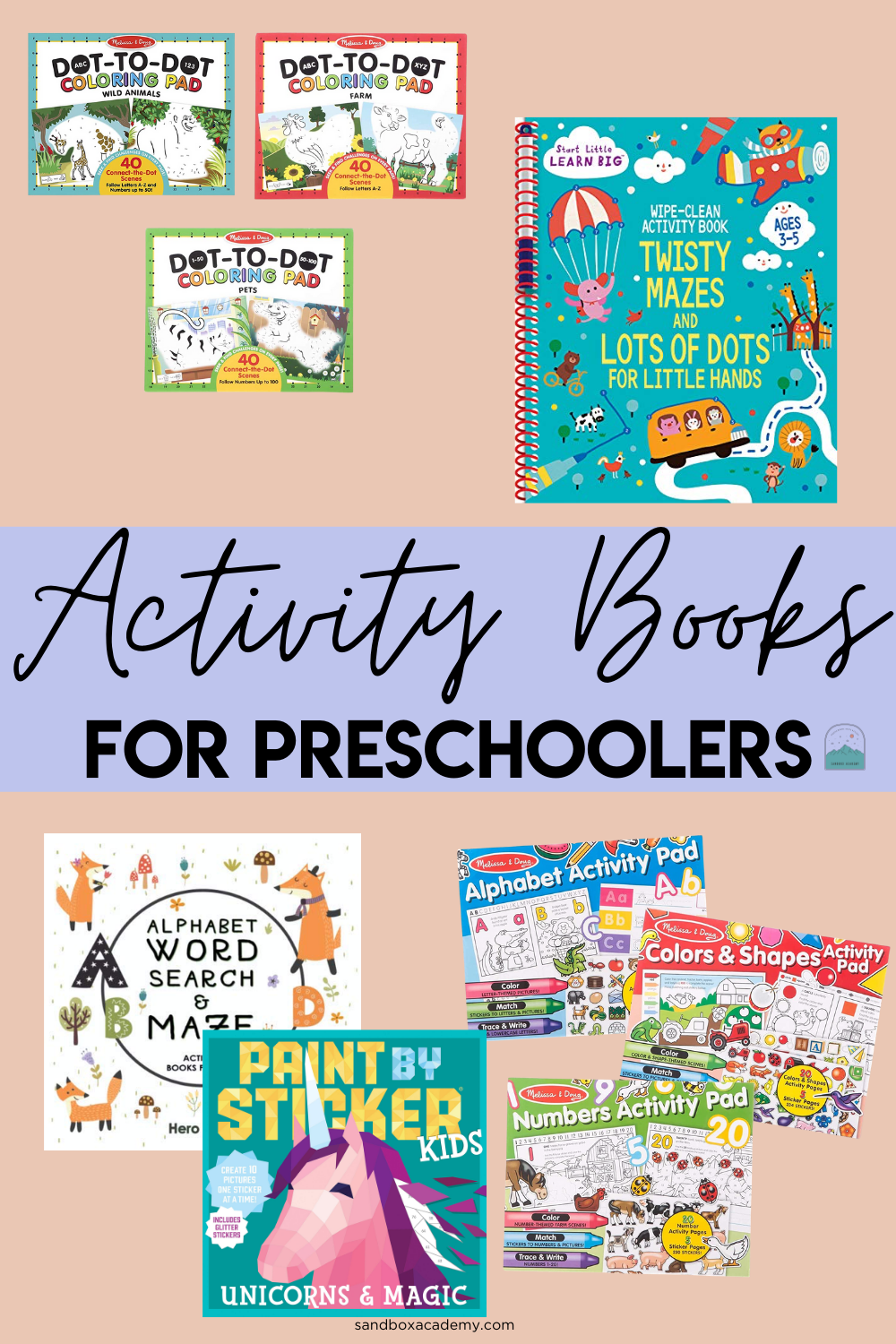 collage of activity books for preschoolers and toddlers one amazon to help stay at home mom routines